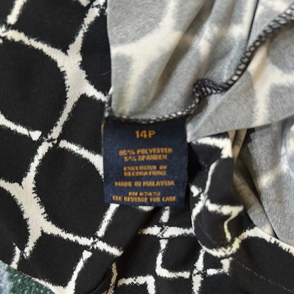Just….Taylor Elegant Black and White Gathered Patterned Dress Size 14P